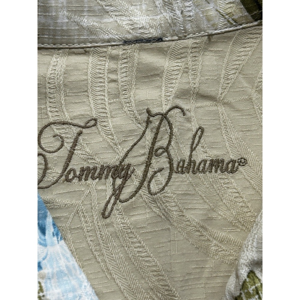 Tommy Bahama Men's L 100% Silk Hawaiian Shirt L Short Sleeve Yellow - Picture 4 of 7